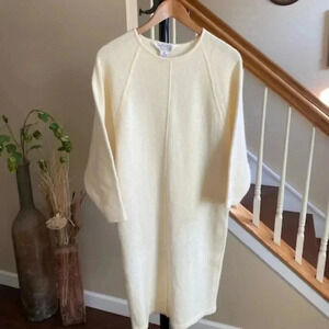 Vintage David Hollis 100% Wool Angora Blend Midi Dress Tunic Ivory Color Size M